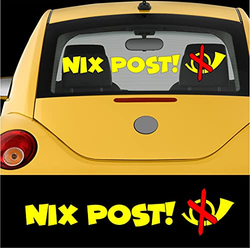 Nix Post lustiger Aufkleber 60X15 cm mit Posthorn für EIN gelbes Auto Postauto Fake Post