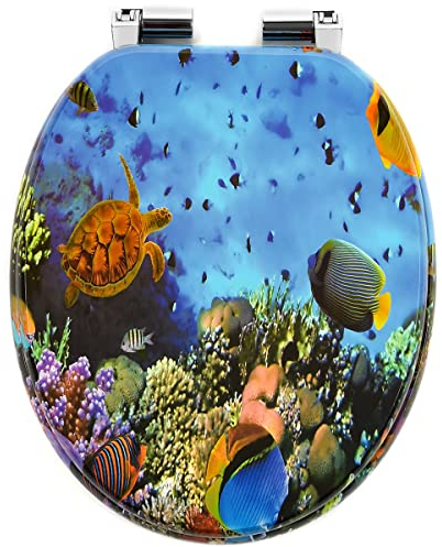 Toilettendeckel mit Absenkautomatik WC Sitz Toilettensitz WC Sitz passend für alle handelsüblichen WC-Becken einfache Montage Universal