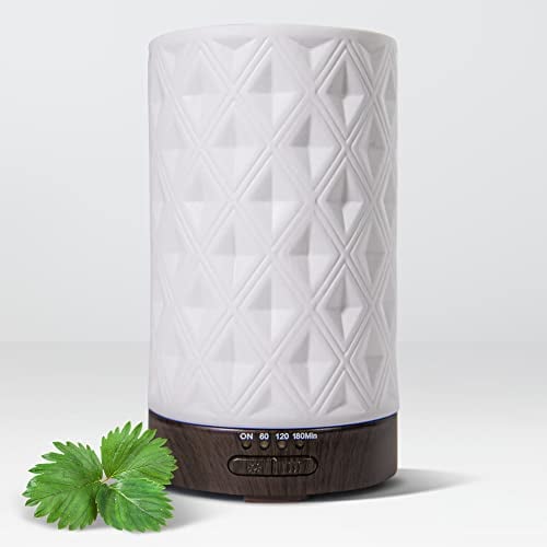 Earnest Living Diffusor für ätherische Öle für Zuhause Weißer Keramik-Aromatherapie-Diffusor 100 ml Auto-Off-ätherische Öle für Diffusoren Elektrischer Aroma-Diffusor Geschenk