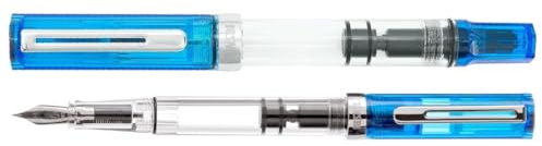 TWSBI Fountain Pen Eco Blue Transparent Piston Loading Steel Nib F/M 13.2 cm