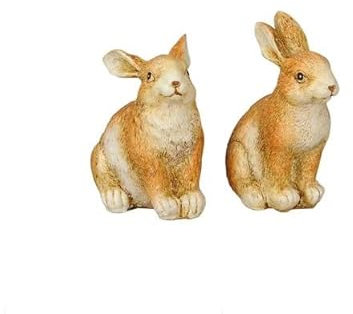 RiloStore 2er Set Osterhasen Hasenpaar braun 7cm Osterdeko Hasen Osterhase sitzend