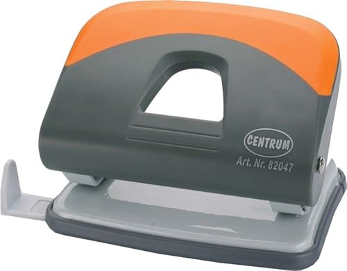M1SS Orange And Grey Plastic Ergonomic Line Two Hole Punch Machine 25 Sheet Capacity Office Desktop School College Paper Work