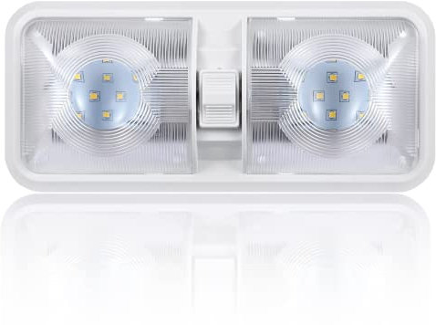 Lumière LED 12 Volts pour camping-car avec interrupteur ON/OFF - 6500K 8W 600LM, Eclairage Plafonnier LED 12V intérieur pour camping-car, fourgon, remorque, bateau - Paquet de 1