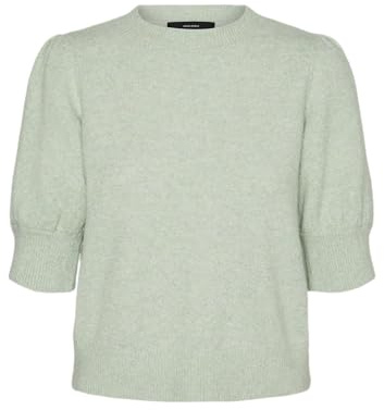 VERO MODA Women's Vmdoffy 2/4 O-Neck Jumper Ga Noos Knitted, Reseda/Detail:Melange, L