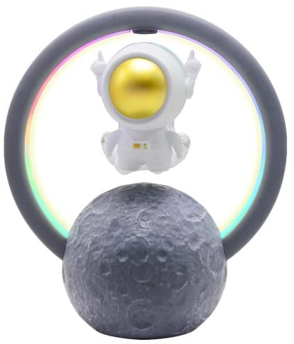 KangYao Magnetic Levitation Bluetooth Speaker, Levitation Astronaut Speaker with 6 Modes Color LED Light, Night Light, Bedside Lamp, Cool for Home Office Decor, Creative Gift (01 Gold) (01 Gold)