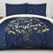 Sleepdown Merry Christmas Holly Tree Wende-Bettwäsche-Set mit Kissenbezug, weiche, Pflegeleichte Bettwäsche, Einzelbett, 135 cm x 200 cm, Marineblau