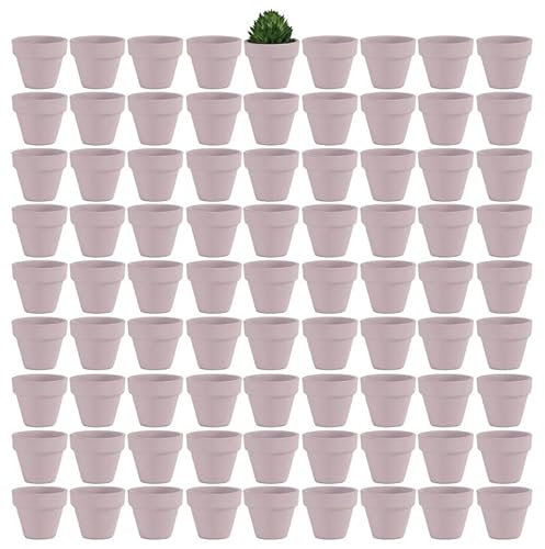 YISHANG Lot de 72 petits pots en terre cuite rose de 4,8 cm avec trous de drainage, pour petits cactus, herbes, plantes succulentes, travaux manuels