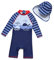 ADAVERANO Baby Jungen Sonnenanzüge UV50+ Badebeklideung Wimsuit Mit Sonnenhut.(Wale im Meer,68-74Cm)
