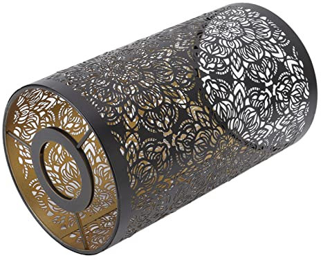 Metall Lampenschirm Kleiner Lampenschirm Interventionelle Installation Schmiedeeisen Hohle Skulptur Zylinderförmiges Muster für Nachttisch