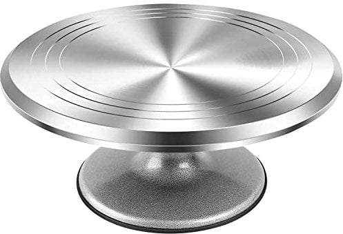 RFAQK 12 Inch Aluminum Alloy Cake Turntable, Rotating Cake Stand for Decorating Cakes, Cupcakes, Pastries and Cake Decorations