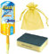 Flash Dust Magnet, Duster Starter Kit XL (Handle Extendable to 90cm & 2 Refills) 1Pk + 1x Scourer Sponge + Organza Small Bag Size: 9x7x0.1cm