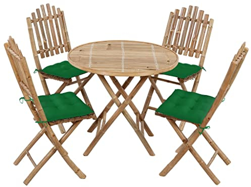 SKM 5-TLG. Garten-Essgruppe mit Kissen Klappbar Bambus, Weight: 17 kg, 3063980