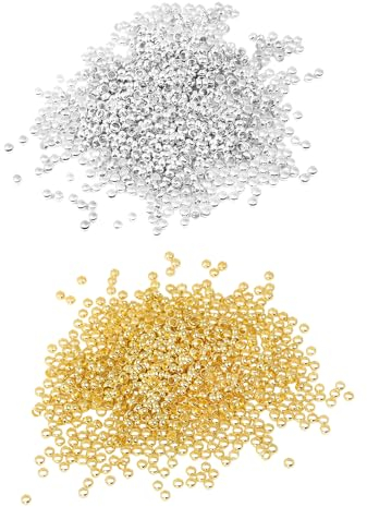 1400pcs Crimp Beads, Spacer Beads, Chain Clasp, 2mm, 4mm, Gold and Silver, for Jewelry Making, DIY Bracelets, Anklets, Necklaces