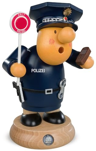 Rudolphs Schatzkiste Räuchermann Müllerchen®Polizist BxH 12x16cm NEU Rauchen Rauchfigur Rauchmann Räucherfigur Räucherkerze Smoker Kerze Figur Mann Holz Seiffen Erzgebirge Holz Schnee Dekoration