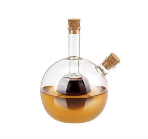 BRYER Ölspender 2 in 1 Essig- und Ölflasche mit 2 Öffnungen und Korken, Glaskaraffe Glasbehälter zum Befüllen, Glasflasche mit Einsatz(Size:A-Modell)
