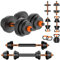 DICAO 20KG Adjustable Dumbbells Set, 2 in 1 Hand Free Weights Dumbbell Barbell Kettlebell Set for Strength Training, Weight Lifting, Bodybuilding Fitness, Home Gym Equipment for Women Men