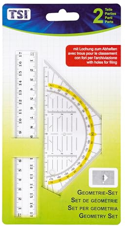 TSI Geometrie-Set (Lineal 17 cm und Geodreieck 16 cm mit Lochung), Art. Nr. 46313