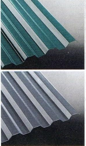 Polycarbonat Lichtplatten - Dachplatten Profil 76/18 Trapez - farbig (grau und grün) - undurchsichtig - Beite: 1115 mm - Deckbreite: 1064 mm - Preis 14,90/m² (grau, 4000)