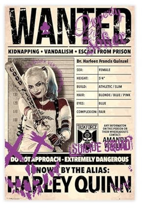 AmAzwi Harley Quinn Filmposter 57, Leinwandposter, Wandkunst, Dekordruck, Bild, Gemälde für Wohnzimmer, Schlafzimmer, Dekoration, ungerahmt: 20 x 30 cm