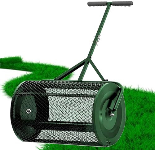 SACLMD Garten Torfmoosroller,Kompoststreuer,für Rasen Torfmoosstreuer zur Abdeckung von Gartenerde,Dünger Torfmoosstreuer,Green-32 * 60cm