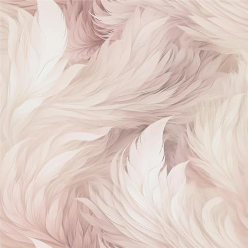 Plumes Blush Pink Wallpaper - Feathers Glamorous Shimmer Trendy Modern - Stylish Feature Wall