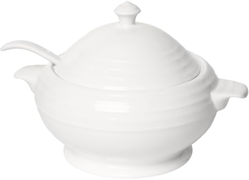 jinsongdafa Casserole Dish Set with Lids And big spoon, Round 2600 ML French Ceramic Serving Soup Tureen, Chip and Crack Resistant Baking Dish - Microwave, Dishwasher, Oven and Fridge Safe