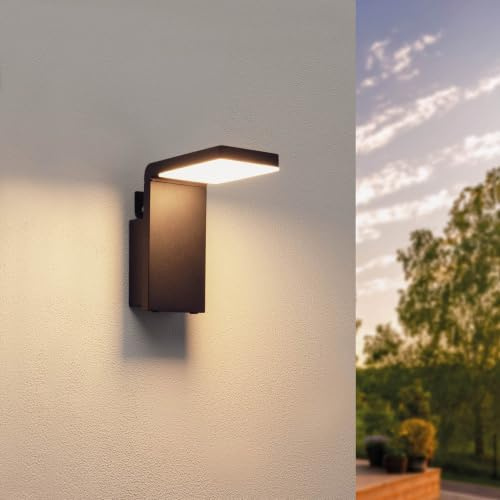 Ledvion LED Solar Wandleuchte Downlight Schwarz IP44 0 5W Warmweiß | Ohne festen Stromanschluss nutzbar und praktisch für Gartenweg Zaun Terrasse oder Beet