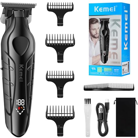 KEMEI 2269 Trimmer, Haarschneidemaschine Männer Professionell, Elektrischer Klingen Barber Haarschneider, Kabellose Bartschneider, Wiederaufladbarer Bis zu 300 Minuten Nutzungsdauer mit LED-Anzeige