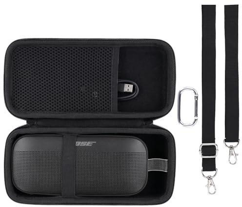 Estuche rígido de Transporte Khanka Compatible con Bose SoundLink Flex 2.ª Gen/Altavoz portátil Bluetooth Bose SoundLink Flex, Color Negro, Solo Estuche