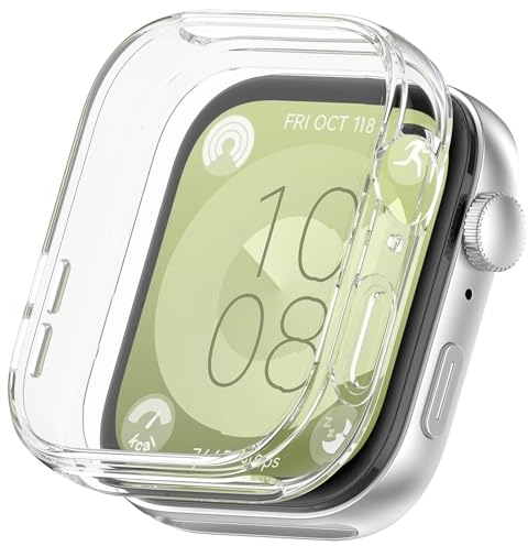 FTRONGRT Coque pour Huawei Watch Fit 3, Boîtier de Montre Tout Compris en TPU Souple pour Galvanoplastie, Housse pour Huawei Watch Fit 3 Smartwatch.Transparent
