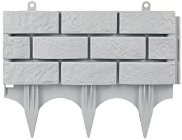Clôture de Jardin en Plastique en Forme de Brique, Clôture de Jardin à Bordure Décorative, Clôture de Bordure de Plantes de Parterre de Fleurs de Pelouse, Clôture Extérieure(Gris-4PCS)