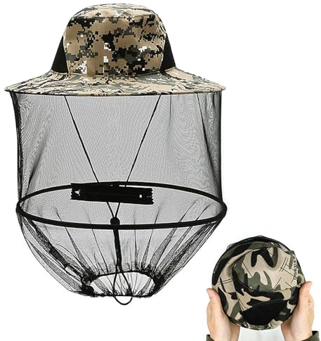 Gobiufy Midge Head Net Hat Pop up Mosquito Head Hat for Adults | Portable Face Net Mesh with Netting, Hat Protection Head Cover for Outdoor Hiking Camping Climbing Fishing Walking Gardening