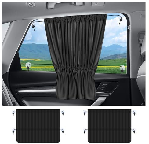 2 Piezas Parasol Coche,Estirable Cortinas Coche para Protegerse de Las Quemaduras Solares & Refrigeración Interior del Coche,Universal Accesorios Coche Parasol Coche Lateral