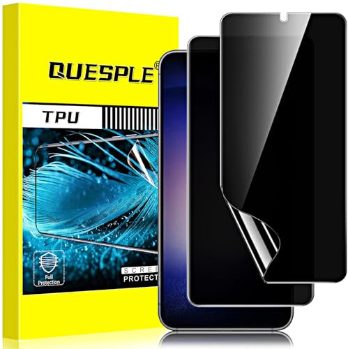 QUESPLE [2 Stück] Privacy Schutzfolie für Samsung Galaxy S23 5G, Anti-Kratzen, Anti Spähen, Fingerabdruck-ID Blasenfreie Weich TPU Displayschutzfolie für Samsung S23 Anti-Spy Folie