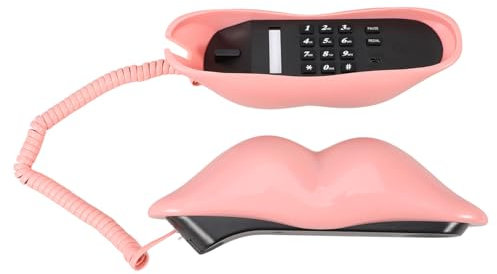 RORPOIR Telefon Mit Roten Lippen Lippenfestnetztelefon Retro-Telefon Schnurgebundenes Lippentelefon Schreibtisch-dekor Alte Telefone Vintage-telefone Als Dekoration Kunstharz Rosa