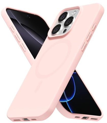 LoeoeL for iPhone 16 Pro Max Case Silicone Mag Safe, Compatible with Magsafe Ultra Slim Thin Magnetic Phone Case for Women Girls, Soft Rubber Gel Matte TPU Solid Color Minimalist Cover, Light Pink