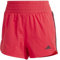 adidas Donna Pacer Training 3-Stripes Woven High-Rise Shorts, Pure Ruby/White, M 3 inch