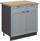 Vicco Kitchen base cabinet Fame-Line, Light blue-grey, 80 cm, WT Oak