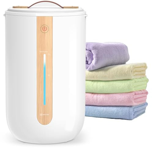 Keenray Towel Warmer for Bathroom, Towel warmer bucket with Heating Progress Bar, Fragrance Disc Holder, Leather handle, Auto Shut-off Towel Bucket Fits Up to Two 40 x 70 Towels, Bathrobes, Blankets