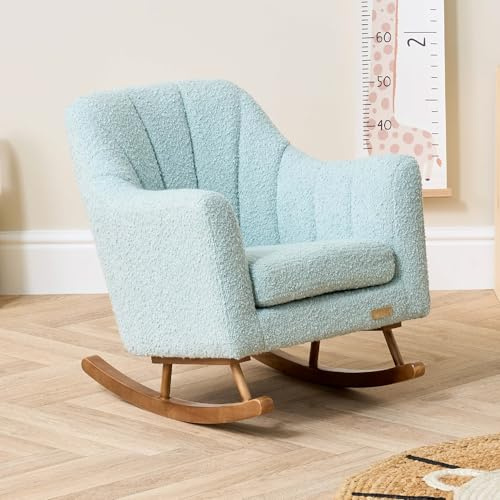 Tutti Bambini Jonah Mini Me Kids Rocking Chair - Ocean Stone | Soft toddler rocking chair with contoured backrest and wooden rocking bars, designed for children aged 3-6 years.