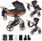 Junama Kinderwagen Diamond Heart 2in1 3in1 4in1 (02 - Schwarz und Kupfer, 2in1 mit Adaptern)