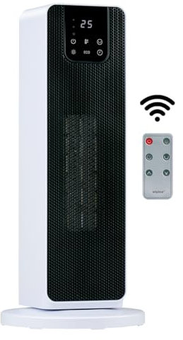 alpina Elektrischer Heizlüfter 2000W mit Digitalanzeige – Keramik Heizstrahler mit Griff, Kippschutz und Oszillation – Kompakte Elektroheizung für Räume bis 20 m² – 21x21x46 cm