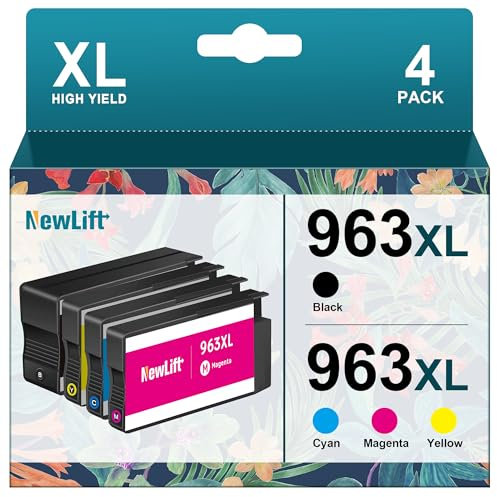 NewLift 963XL Multipack Kompatibel für 963 HP 963XL Druckerpatronen Kompatibel für HP officejet Pro 9010 patronen,9020 9012 9022 9014 9015 9016 9018 9019 (963XL,4er-Pack)