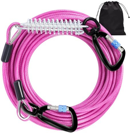 Snagle Paw Dog Tie Out Cable 3m-1000LBS Break Strength,Heavy Duty Dog Leads for Yard with Shock Absorbing Spring & Swivel Hook,Long Leash Cable for Outdoor Tethering,Pet Line for Small Large Pets