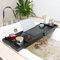 Planche de Baignoire avec boîte à Serviettes, Plateau de Bain Extensible, Plateau Baignoire Bambou avec Emplacement pour Tablette, Accessoires de Salle de Bain - 70-105cm*23 * 3cm (Noir)