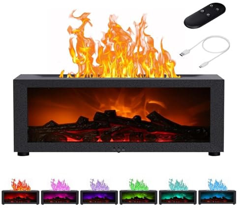 Difusor De Chimenea De Llama, Difusor De Aceites Esenciales De 150 Ml, 7 Tipos De Lámparas LED con Temporizador, Difusor De Chimenea con Control Remoto, Difusor De Aromaterapia para Dormitorio