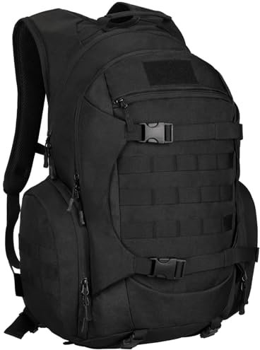 YuanWen 50L Tactical Backpack, Military Rucksack with MOLLE System, Water-Resistant Hiking Backpack for Outdoor Trekking Cycling Travel & Camping, 17'' Laptop Compartment Hydration Compatible Black