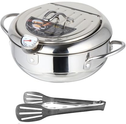 SOLUSTRE 1ensemble Friteuse Avec Thermomètre Poêle à Friture Pour Cuisine Électrique Pratique Et Résistante Aux Températures