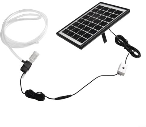 Alanmoship Kit de bomba de agua solar, panel de 6 W, 9 V, 12 V, bomba sumergible CC de 240 l/h, caudal de 2 m, filtro de tubo, para estanque, fuente, acuario, rocalla al aire libre