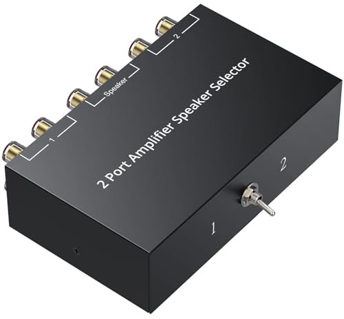 LiNKFOR Conmutador de Audio Bidireccional,Selector de Amplificador 2(1)-In-1(2)-out con 1/2 Switch Conector Banana Chapado en Oro Audio Switcher para Amplificador y Altavoces Pasivos